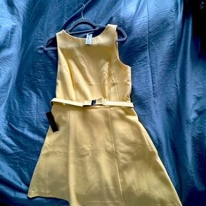 The Limited Yellow Bow Belted A-Line Dress